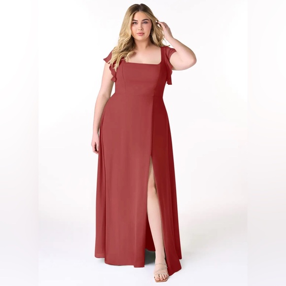 NWT Azazie size 16 Bondi rust bridesmaid dress prom wedding guest formal chiffon - Picture 1 of 10